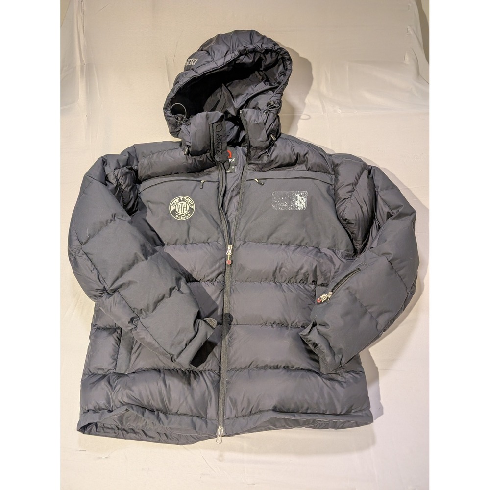 Arctica Women's Large Puffer Ski Club Goose Down Jacket Hooded Charcoal